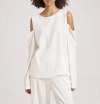 RIBBED COLD-SHOULDER TOP
