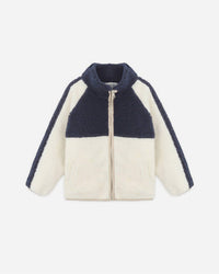 Rylee + Cru Sherpa Trails Jacket in navy color block - kids' jacket - alternate view