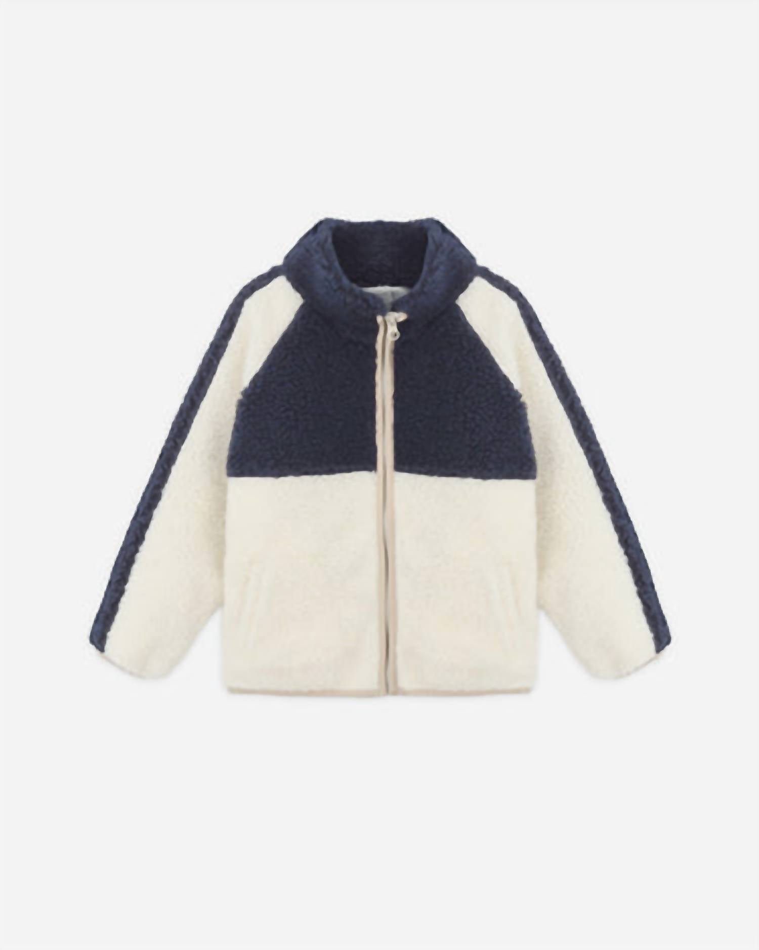 Rylee + Cru Sherpa Trails Jacket in navy color block - kids' jacket - alternate view
