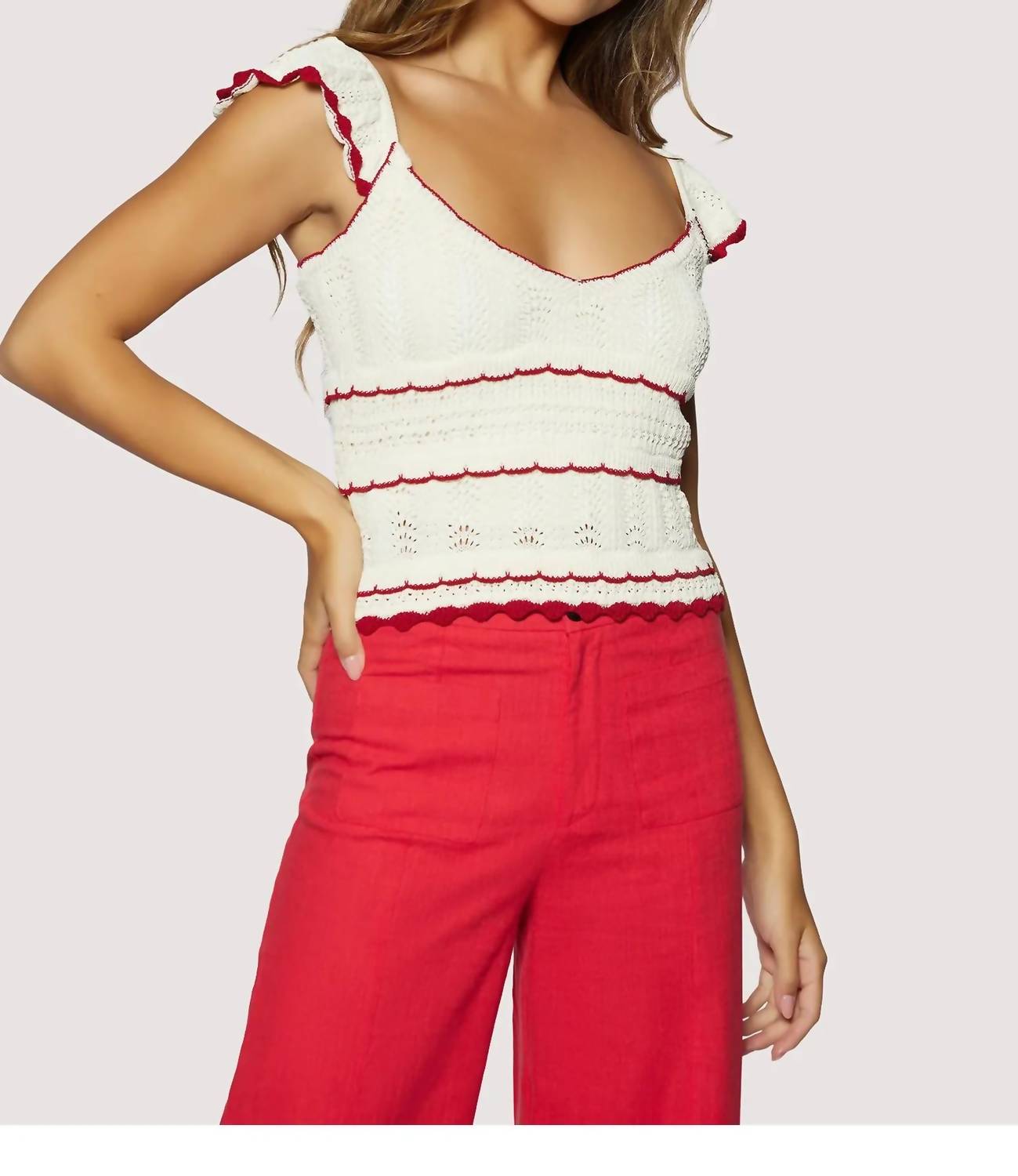 LOST + WANDER Rio Escape Top in cream - women's tank top