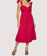 LOST + WANDER Vino Kiss Midi Dress in tomato - women's dress