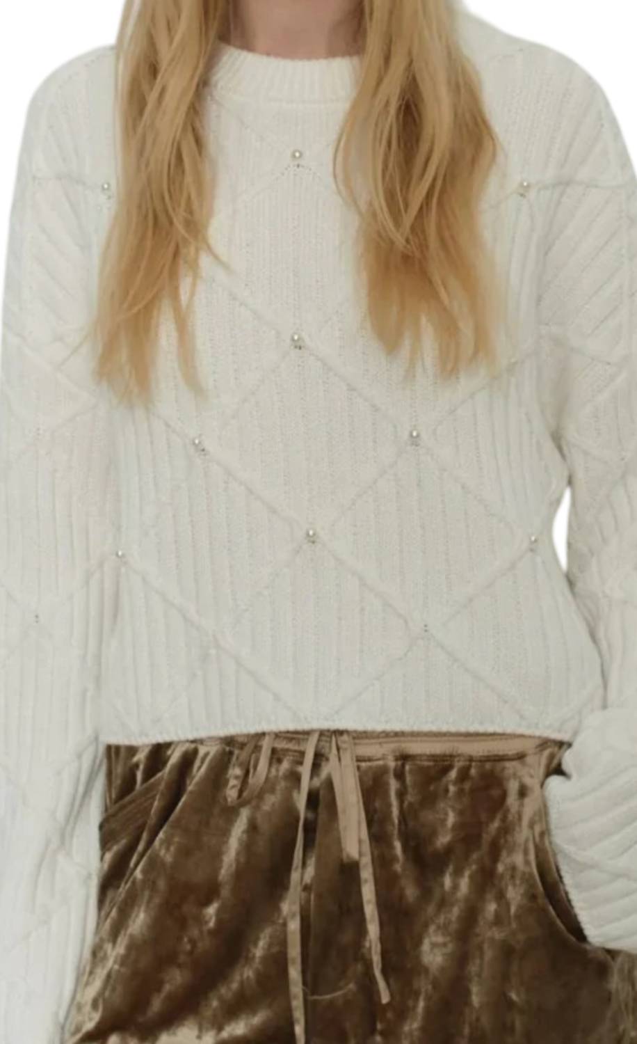 MELISSA NEPTON Sisi Long Sleeve Sweater in off white - women's sweater - detail view