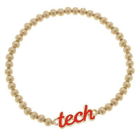 CANVAS Style Women's Texas Tech Raiders Script Stretch Bracelet in satin gold red - women's jewelry