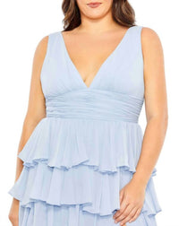 Mac Duggal - Ruffle Skirt Ruched Waist Sleeveless Dress