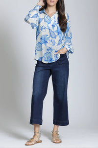 Apny - Cropped Wide Leg Pant With Patch Pockets