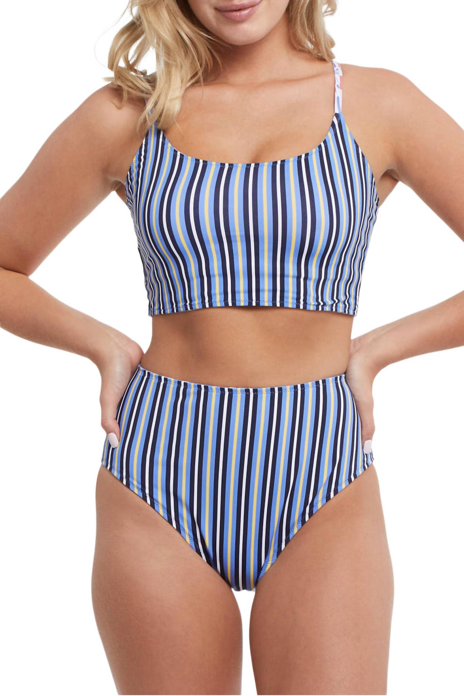 Tribal - Reversible Wave Floral Stripes Two Piece Swimsuit