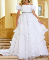Ava Presley - Ruffled Off Shoulder Ball Gown