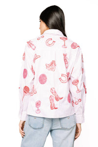 Queen Of Sparkles - Disco Cowgirl Icon Collared Top