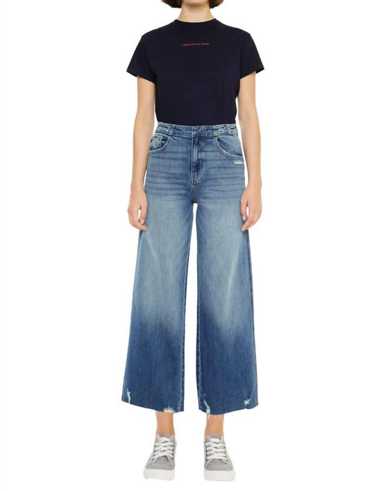 Kancan - High Rise Cropped Wide Leg Jeans