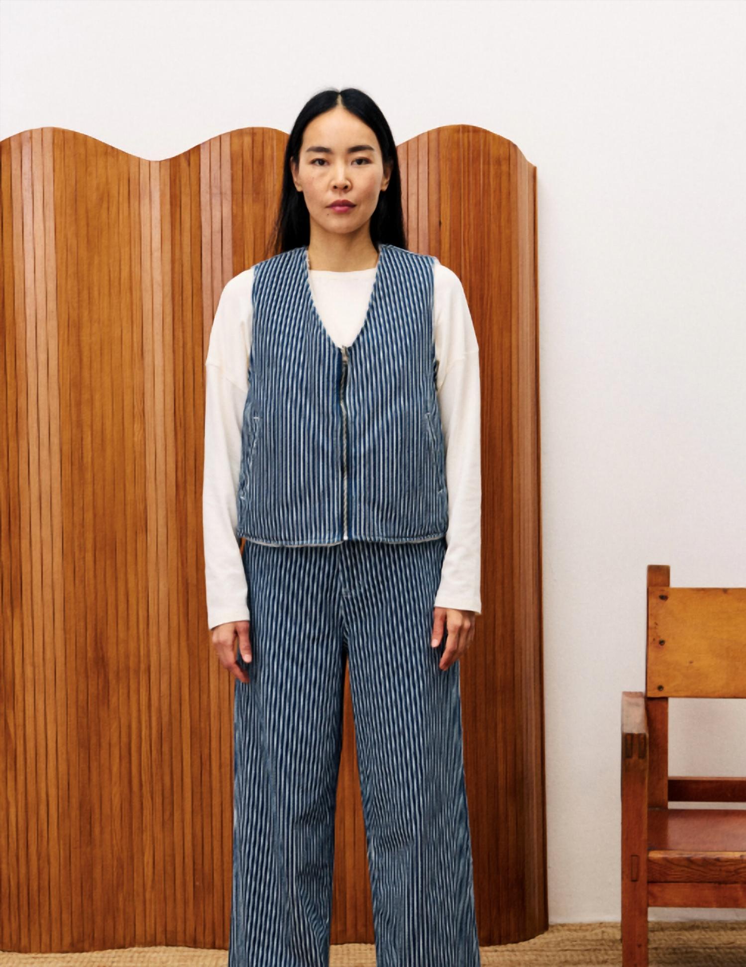 FRNCH Cymric Vest in blue jean - women's jacket - alternate view