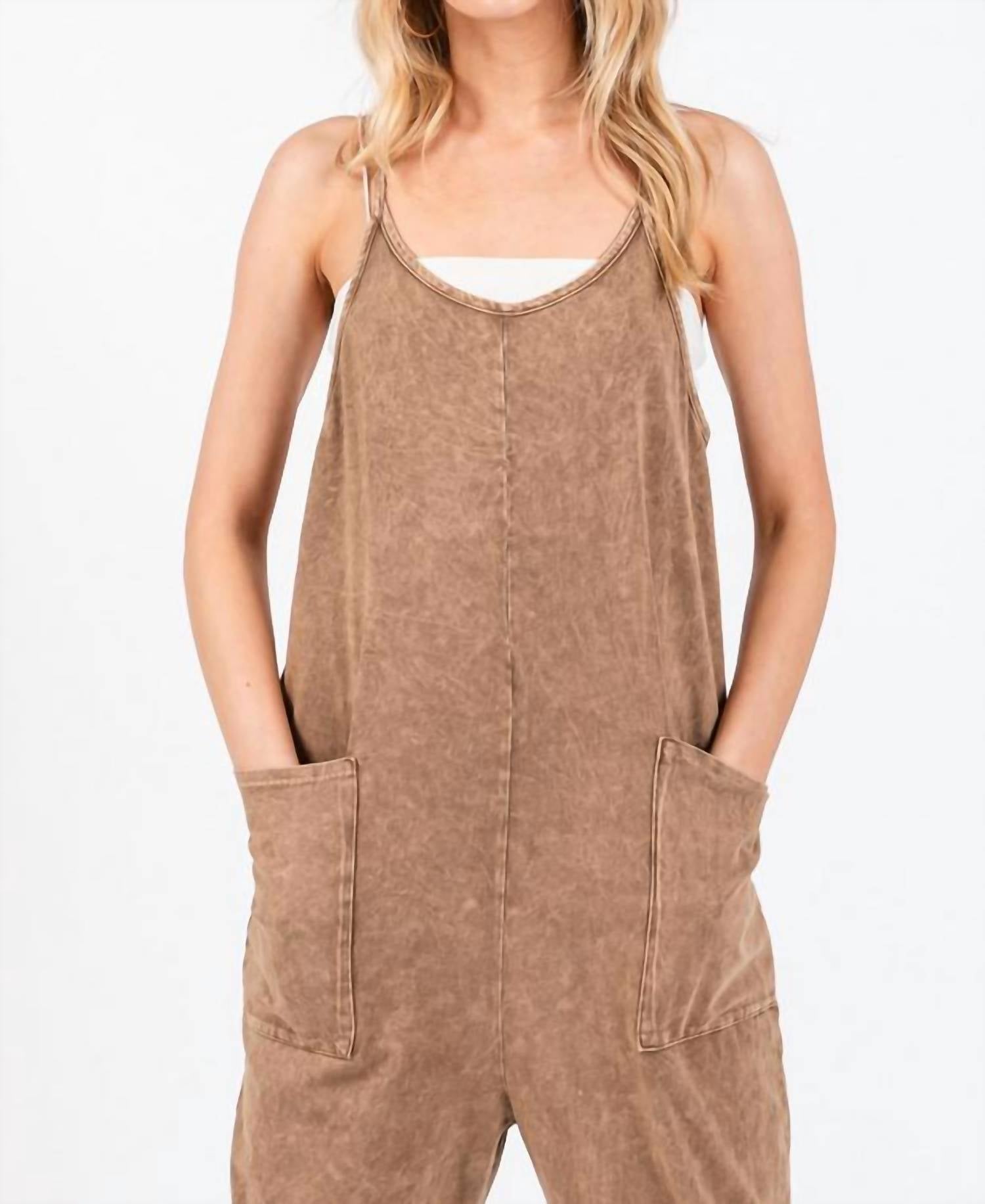 Final Touch - Final Touch Relaxed Mineral Wash Jumpsuit