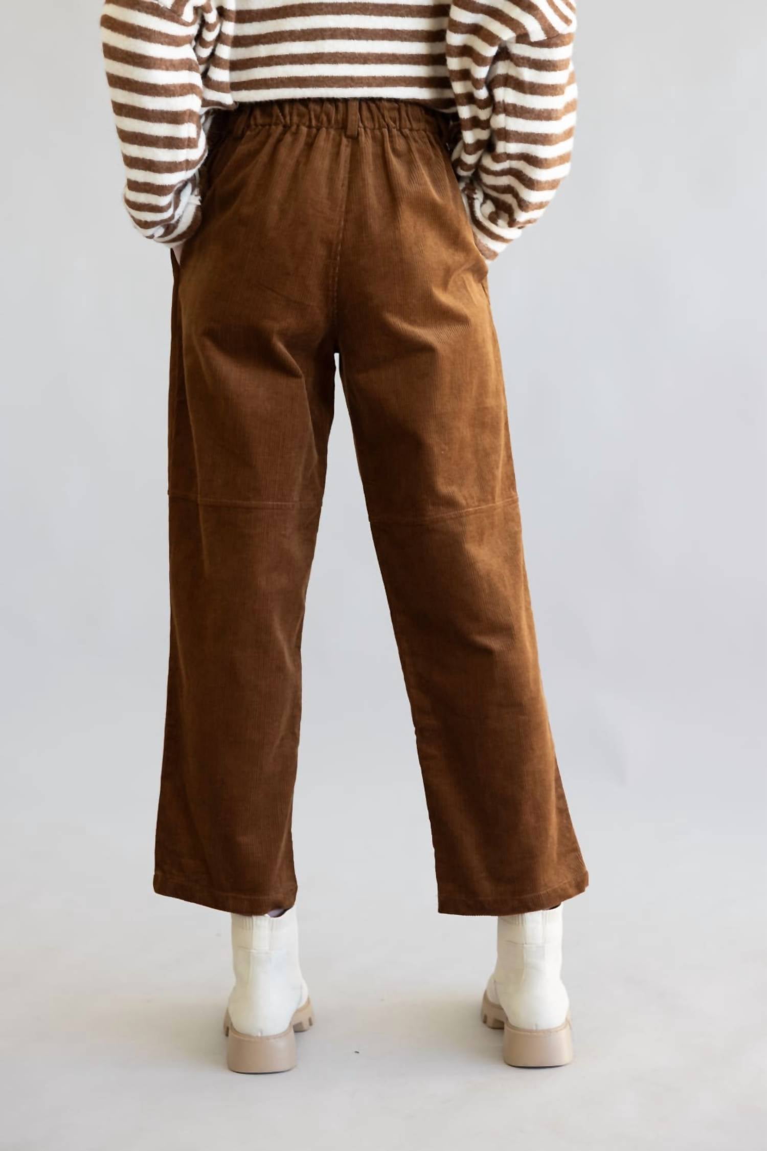 ALLIE ROSE Corduroy Pant in brown - women's pants - detail view