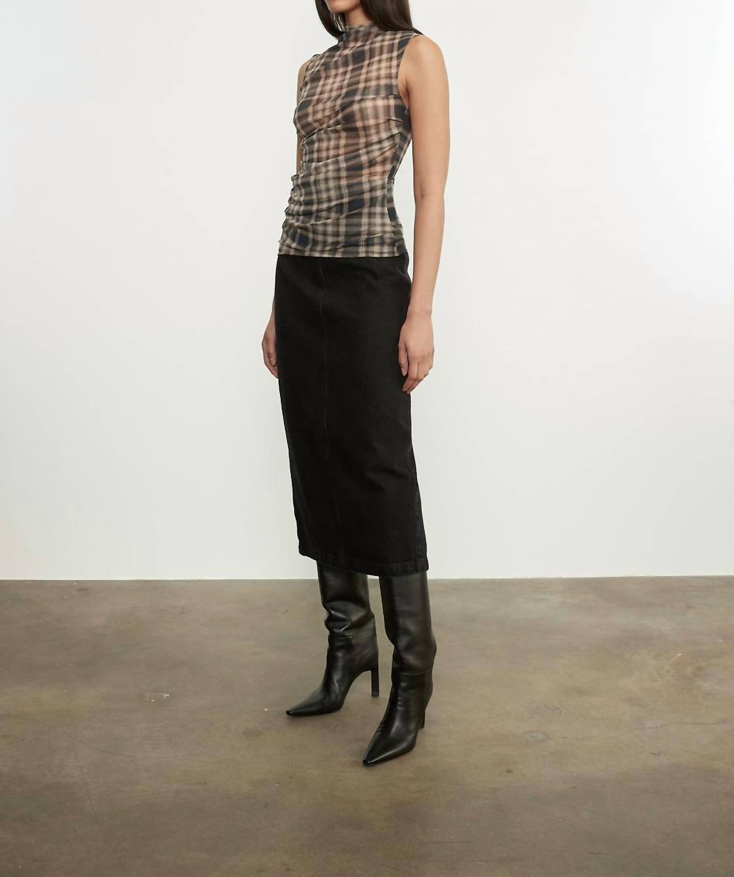 Enza Costa - Plaid Mesh Sleeveless Twist Top