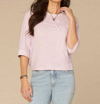 Democracy - Embroidered Scoop Neck Dolman Top