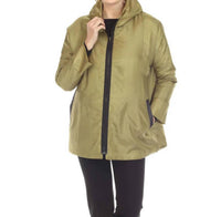 Terra Reversible Zip Up Hooded Coat in olive - women's jacket