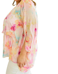 White Birch - Floral Peplum Blouse
