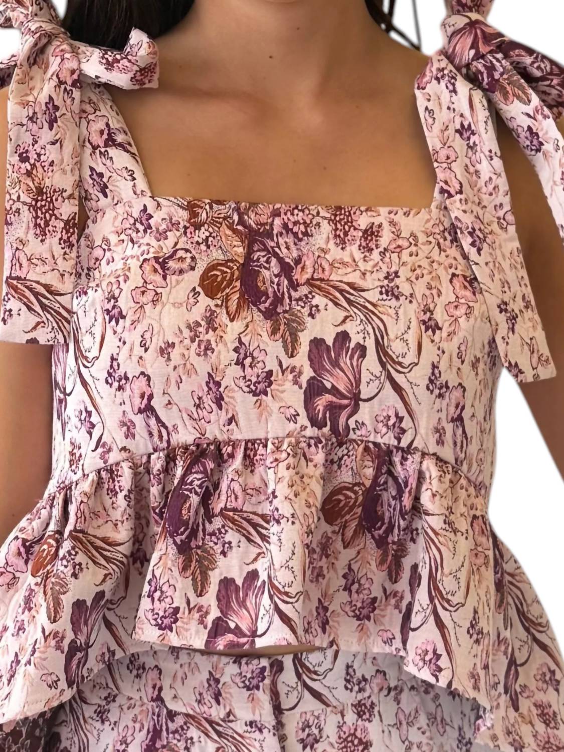 Aureum - Blooms Floral Tie-shoulder Set