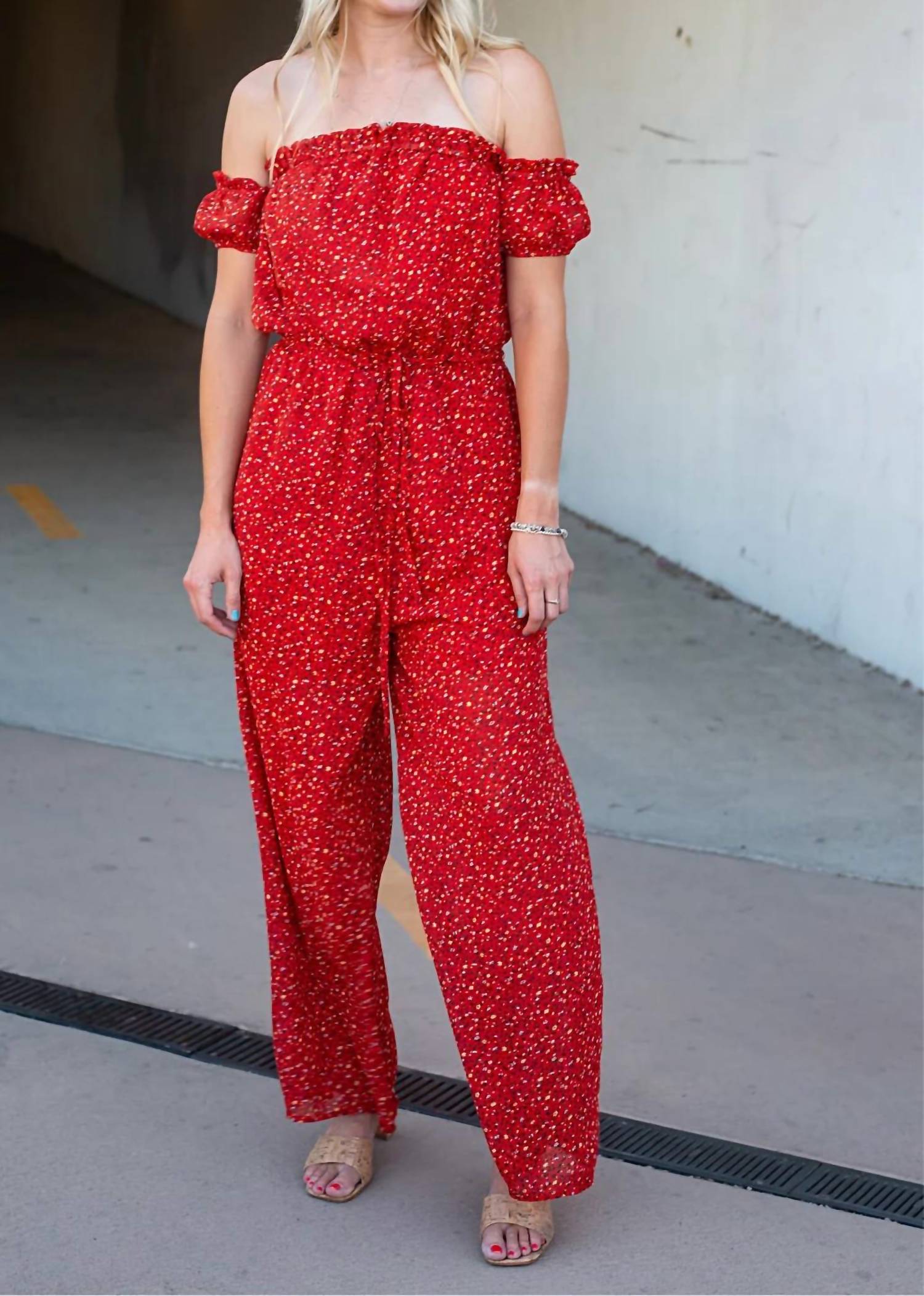 Hayden La - Ditsy Off-the-Shoulder Jumpsuit