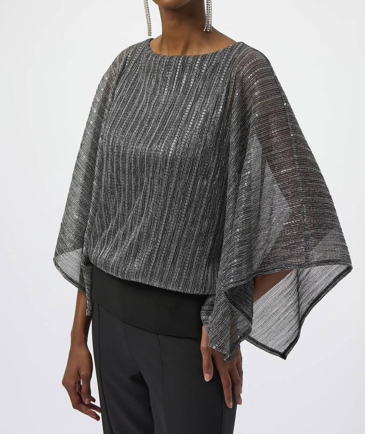 Joseph Ribkoff - Sequined Metallic Layered Top