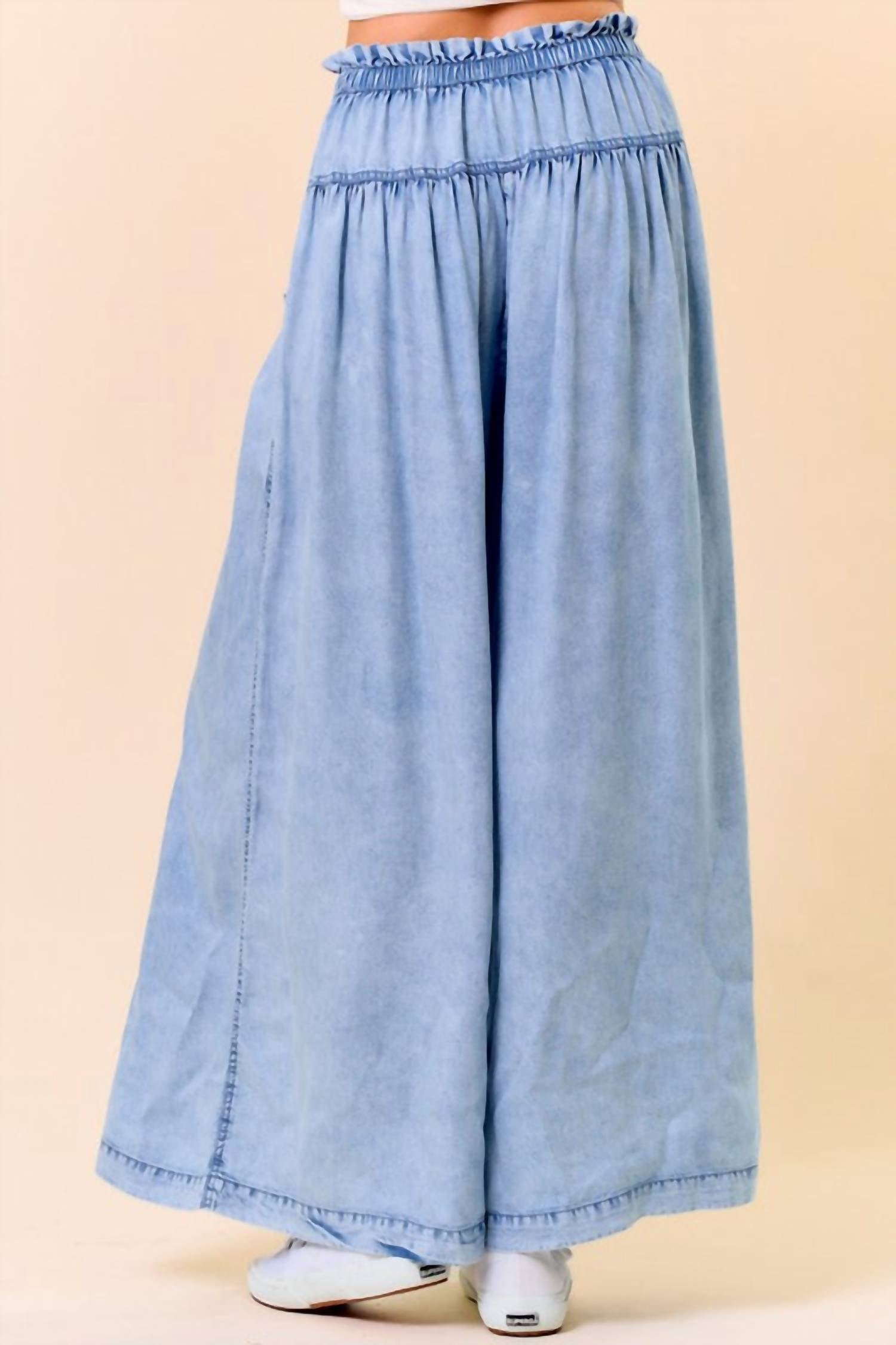 Doe And Rae - Comfort Tencel Denim Volume Wide Leg Pants