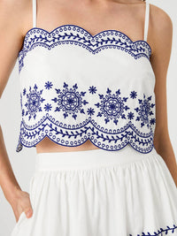 French Connection - Alissa Cotton Embroidered Strappy Top