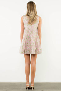 THML Sleeveless Flower Dress in beige - women's dress - alternate view