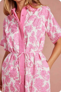 Strut & Bolt - Charlie Scallop Crochet Mini Shirt Dress