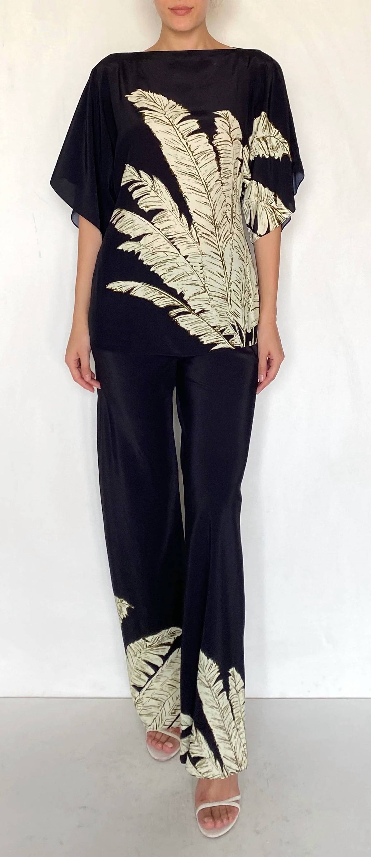 Hemant & Nandita - Palm Boat-neck Blouse