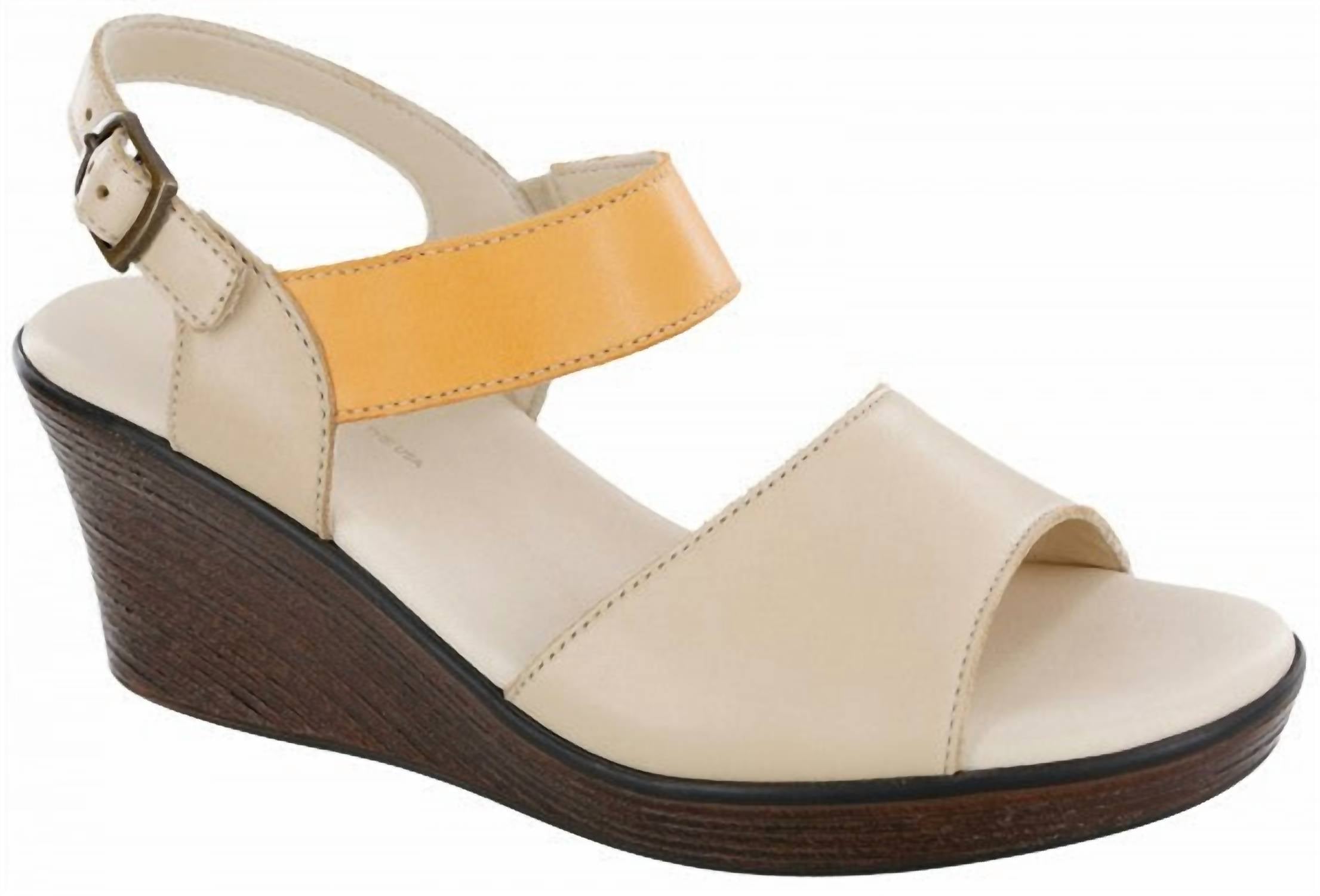 SAS Women's Heather Quarter Strap Wedge Sandal in cappuccino orange - women's sandal