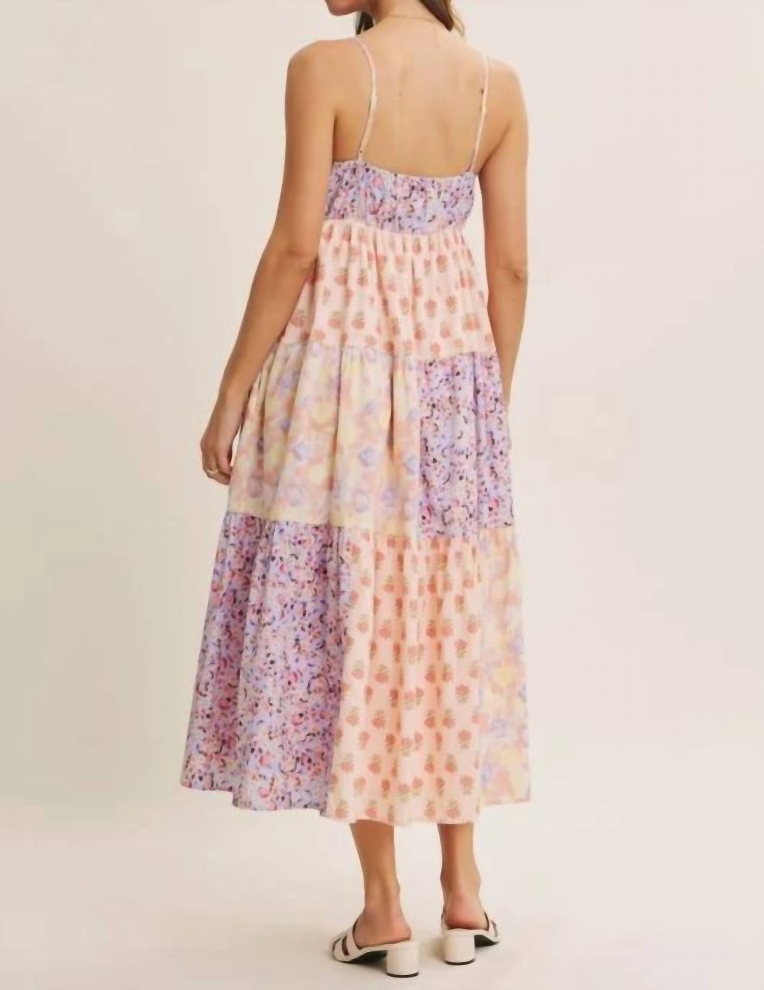 In February - Softly Mixed Cotton Floral Tiered Midi Dress