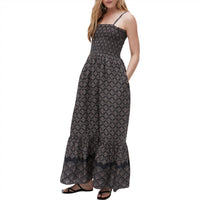 Michael Stars Women's Alejandra Smocked Maxi Dress in black combo - women's dress - alternate view