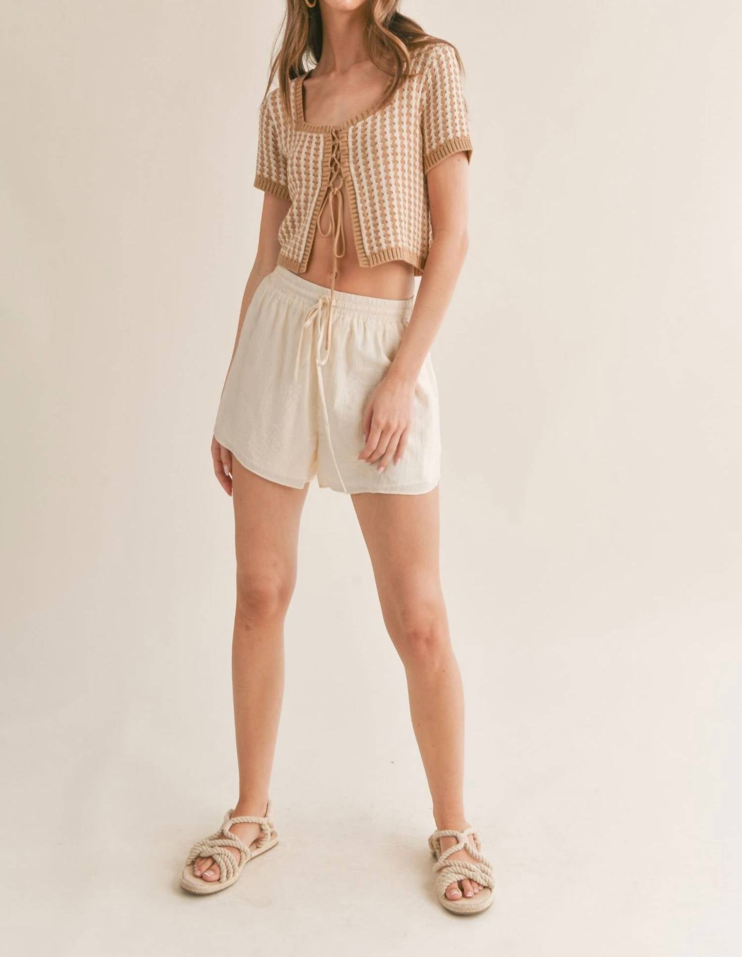 Sage The Label - Amore Lace Up Front Crop Sweater