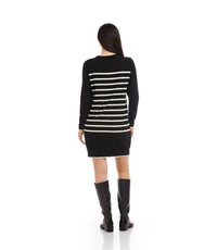 Karen Kane Stripe Sweater Dress in black and cream - women's dress - alternate view