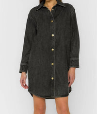Velvet Heart - Long Sleeve Snap Button Mini Dress