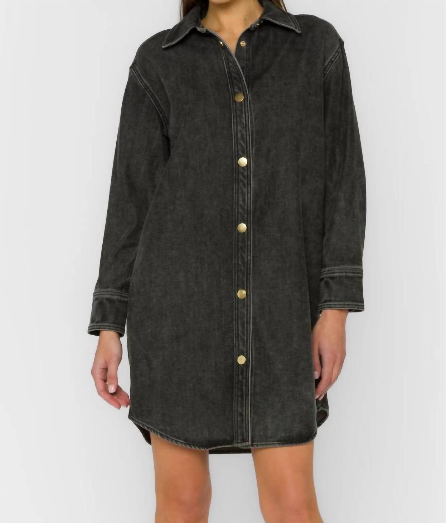 Velvet Heart - Long Sleeve Snap Button Mini Dress