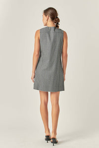 English Factory - Check Sleeveless Grommet Mini Dress