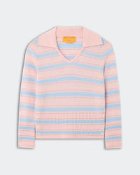 Guest In Residence Port Polo in residence port polo in powder pink combo - women's long sleeve top - view 5
