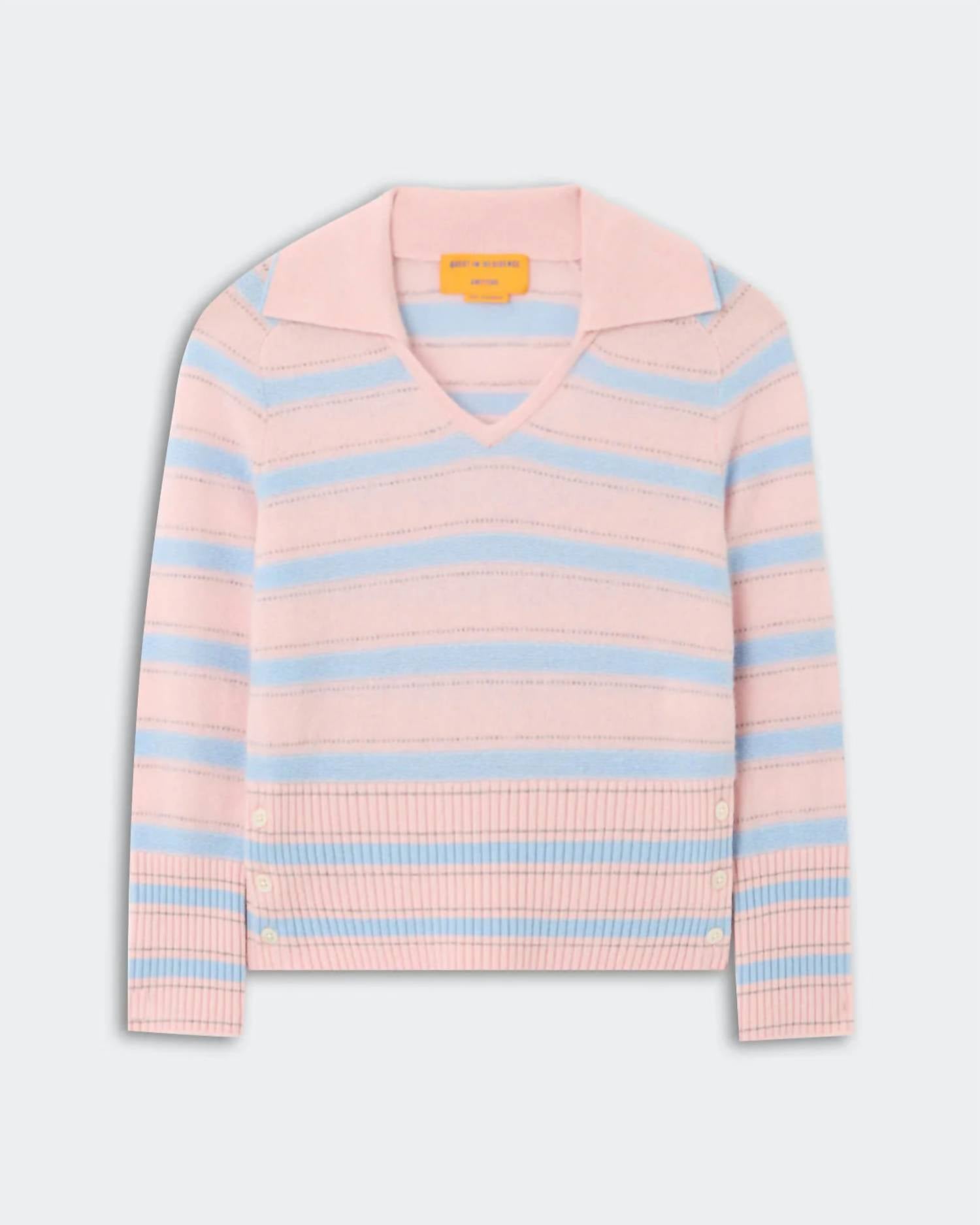 Guest In Residence Port Polo in residence port polo in powder pink combo - women's long sleeve top - view 5