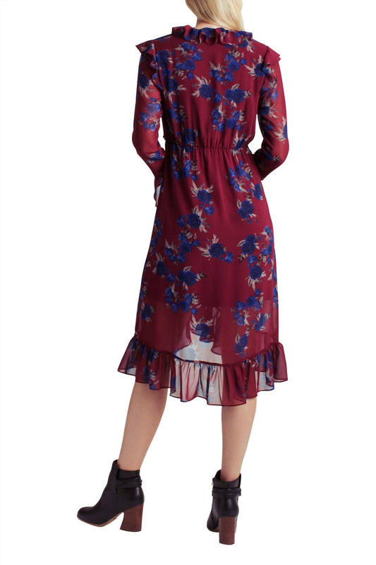 Kensie - Ruffle Hem Faux Wrap Dress