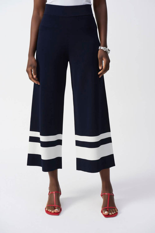 Joseph Ribkoff - Placement Stripe Sweater Knit Culotte Pant