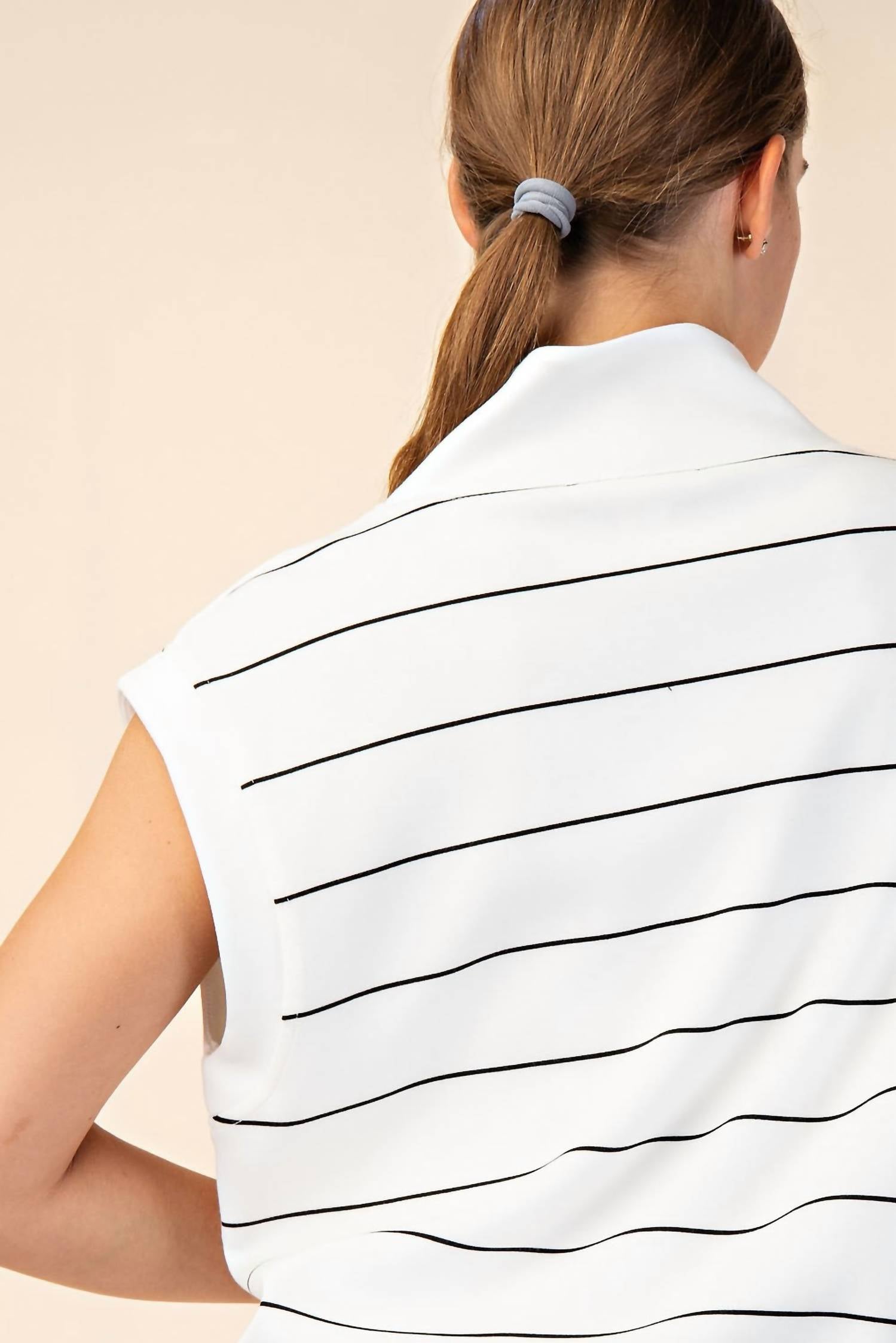 Rae Mode - Modal Scuba Stripe Luxe V-neck Sleeveless Top - Plus