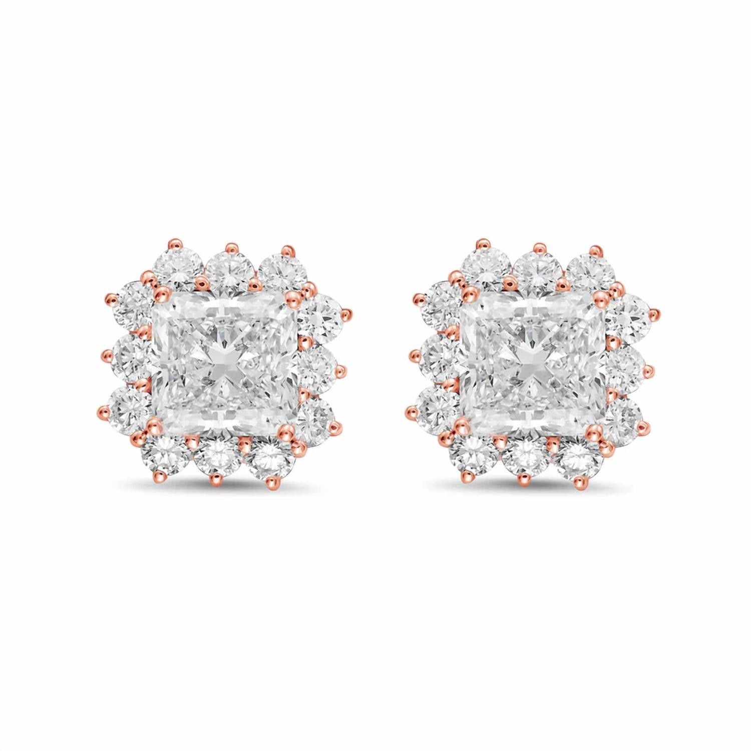 Diana M Jewels - Women's Radiant Lab-Grown Diamond Stud Earrings (8.00 Ct TCW) - Elegant Plus