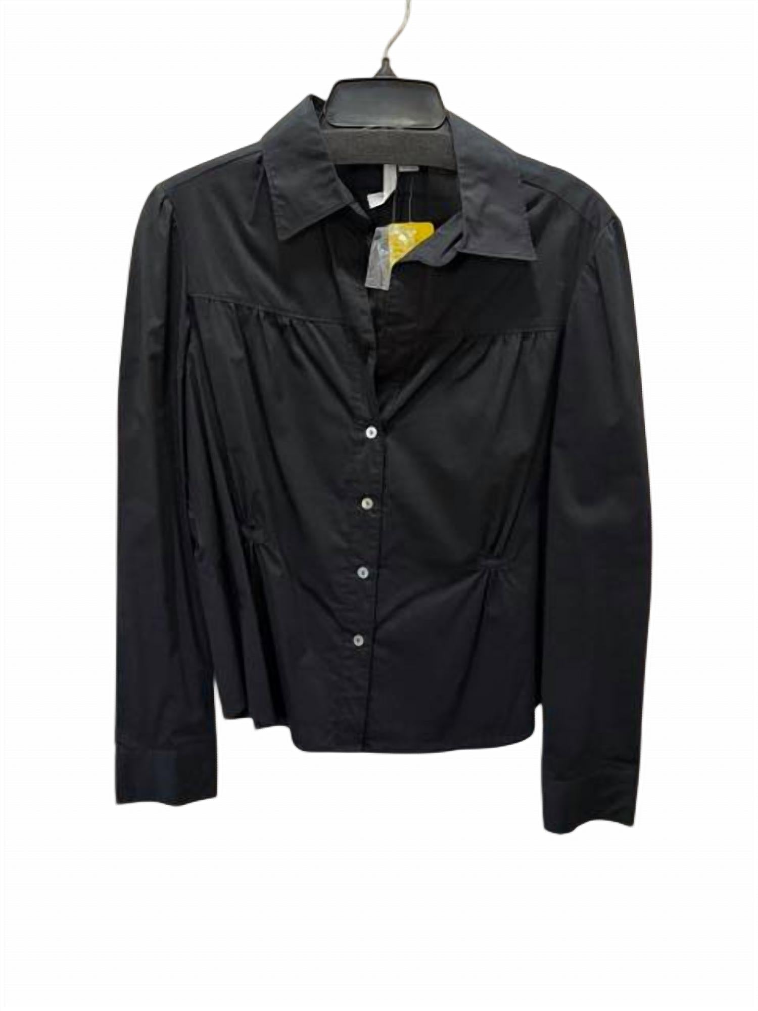 Katherine Barclay Women Long Sleeve Button-Front Shirt in black - women's shirt