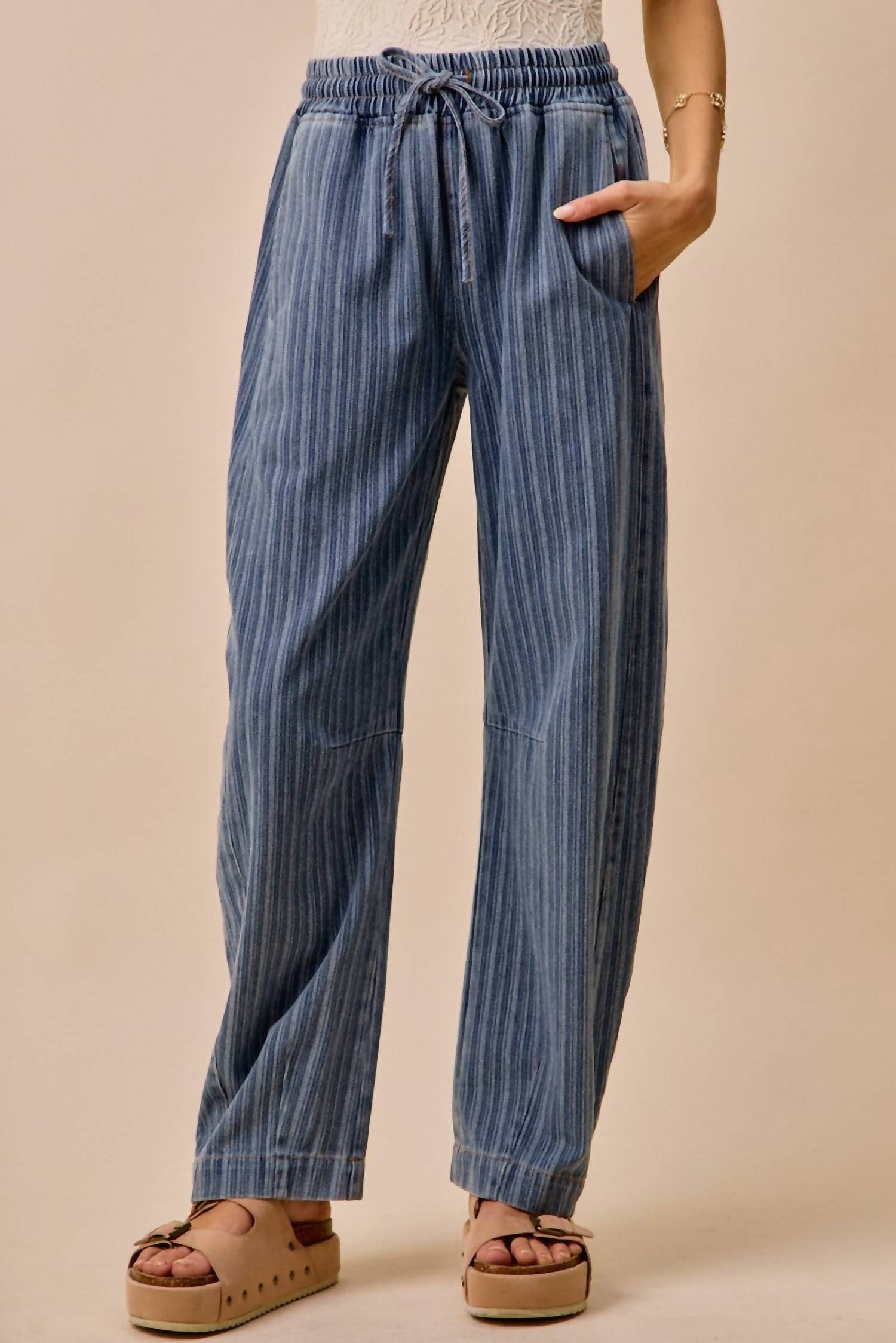 So Me - Stripe Barrel Denim Jeans