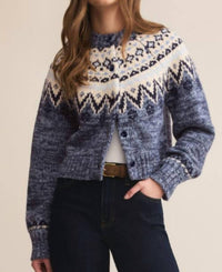DEAR JOHN DENIM North Sea Fairisle Cardigan in blue - women's cardigan