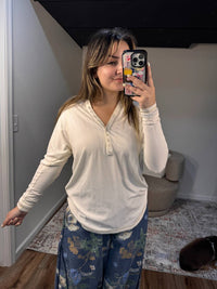 Bluivy - Viv Button Front Jersey Knit Henley Top