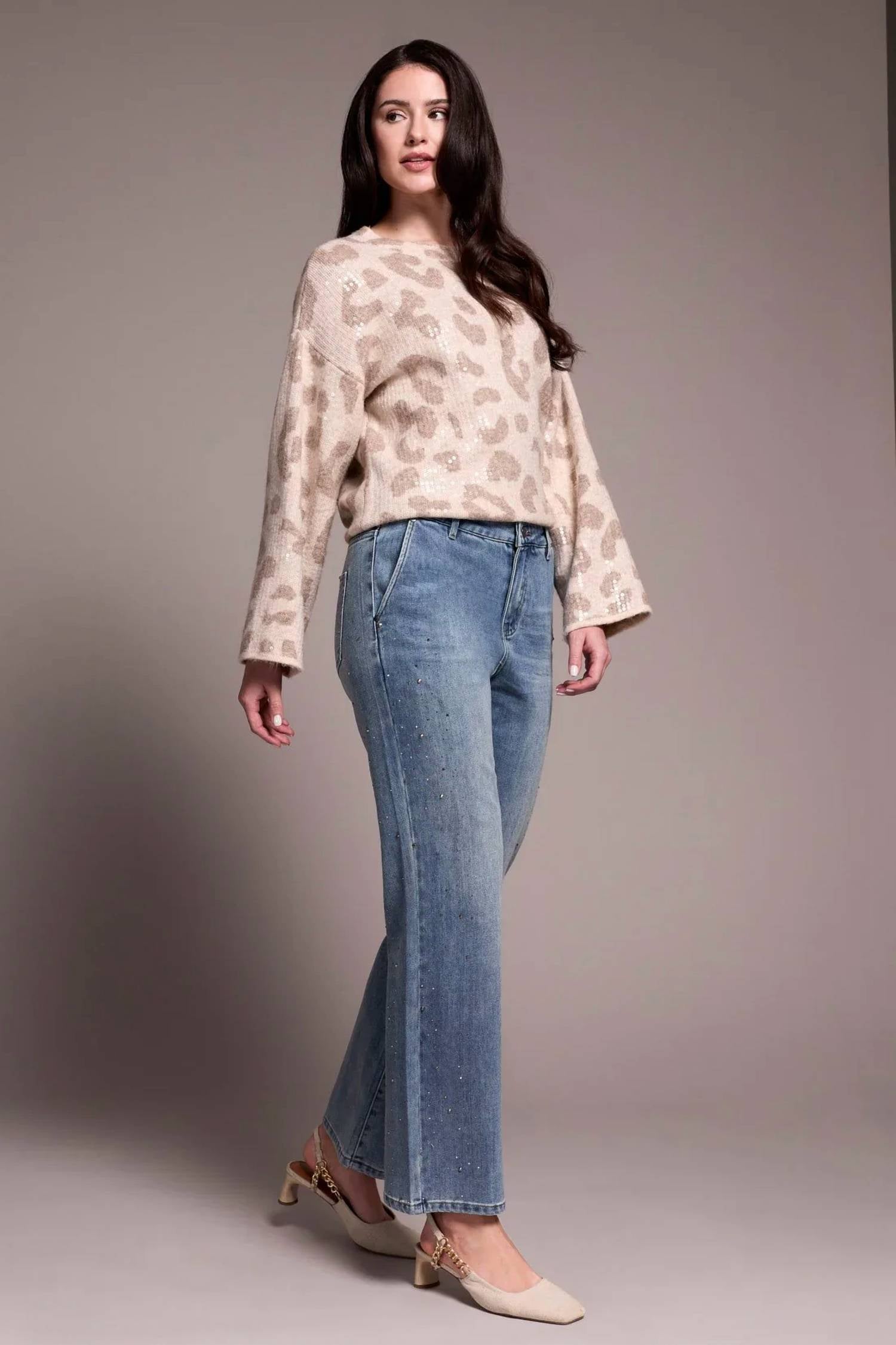 Tribal - Brooke High Rise Super Straight Rhinestone Jeans