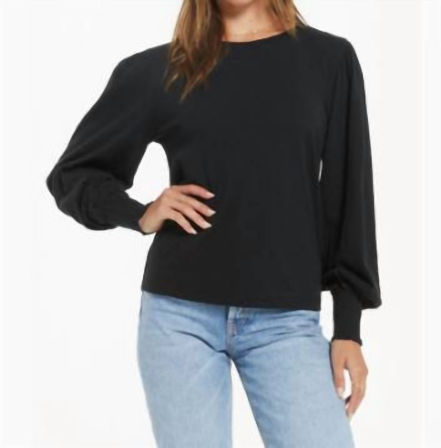 Z Supply Emery Long Sleeve Top in black - women's long sleeve top