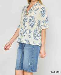 Umgee - Paisley Print V-neck Top