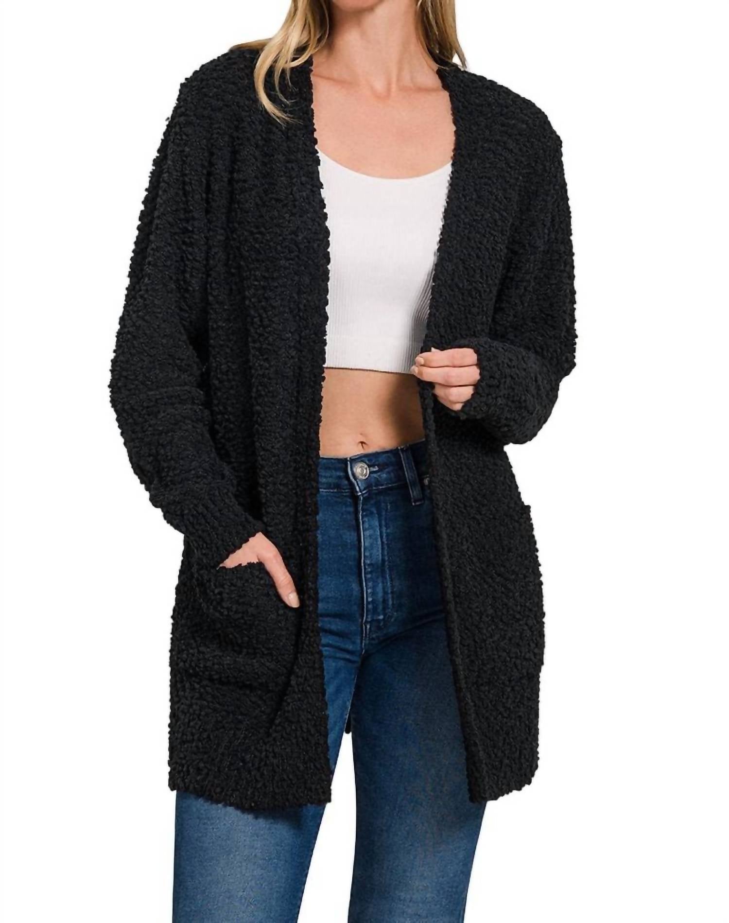 Zenana - Popcorn Sweater Cardigan